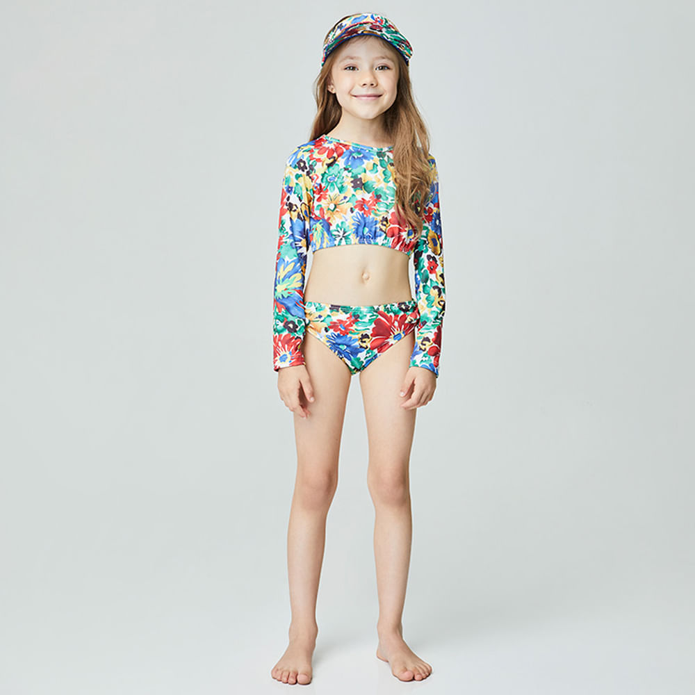 Cropped Infantil Flower Art Vermelho